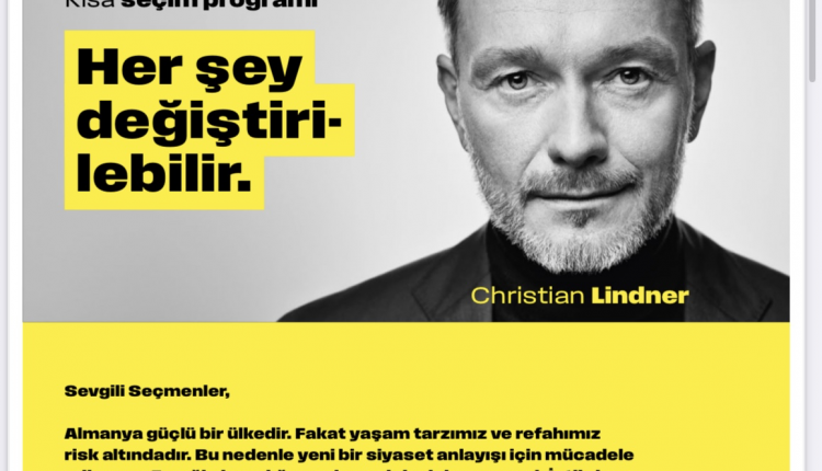 FDP’nin Başbakan Adayı Christian Lindner:               Tecrübesi, Kariyeri ve Türkçe Seçim Kampanyası