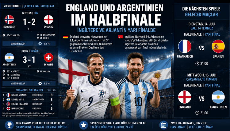 England und Argentinien ziehen ins Halbfinale ein/İngiltere ve Arjantin yarı finalde